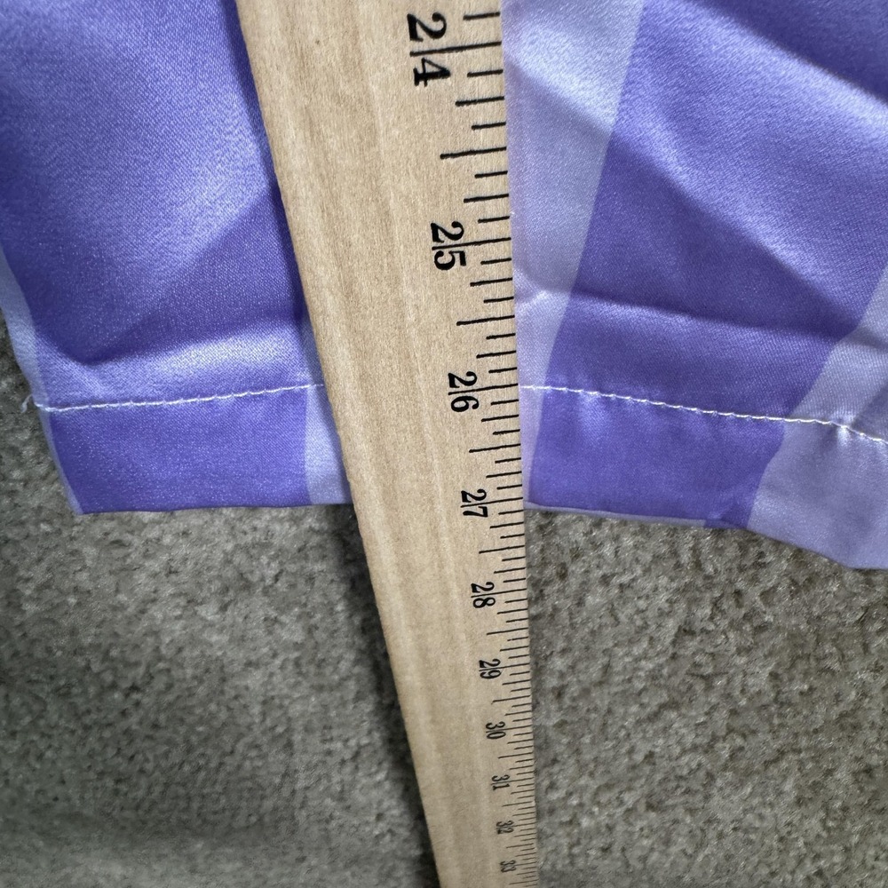LOFT Sleep Pajama Set Womens XL Purple Satin Stripe Notch Collar Long Sleeve PJs - Picture 13 of 16